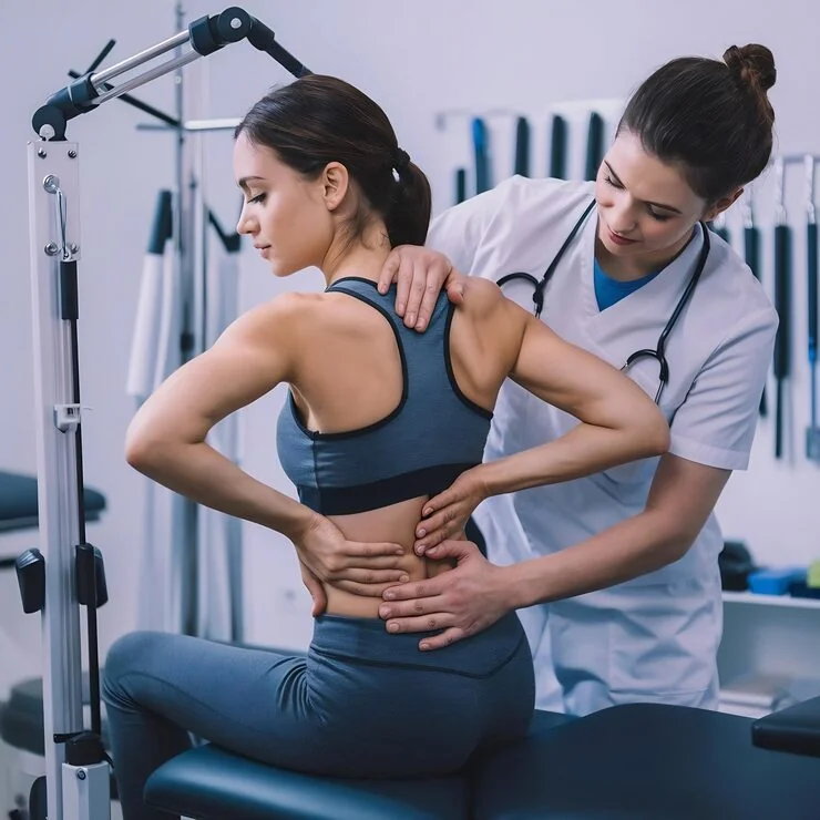 Persona con dolor lumbar siendo tratada por fisioterapeuta en Oruro