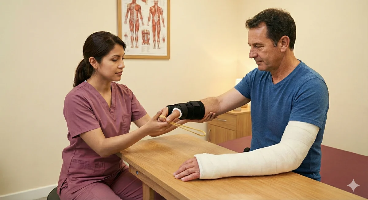 Rehabilitación de fractura con ejercicios terapéuticos
